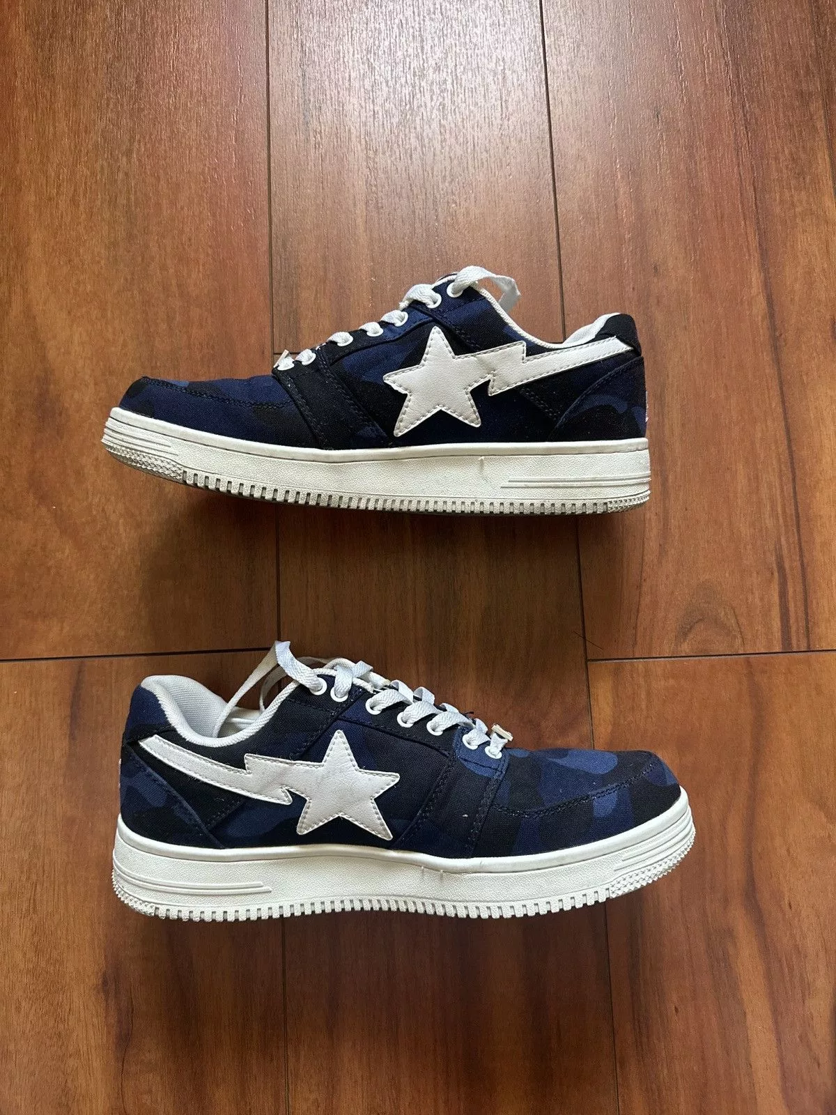 Bape Low Top Sneakers Color Camo Bapesta Blue