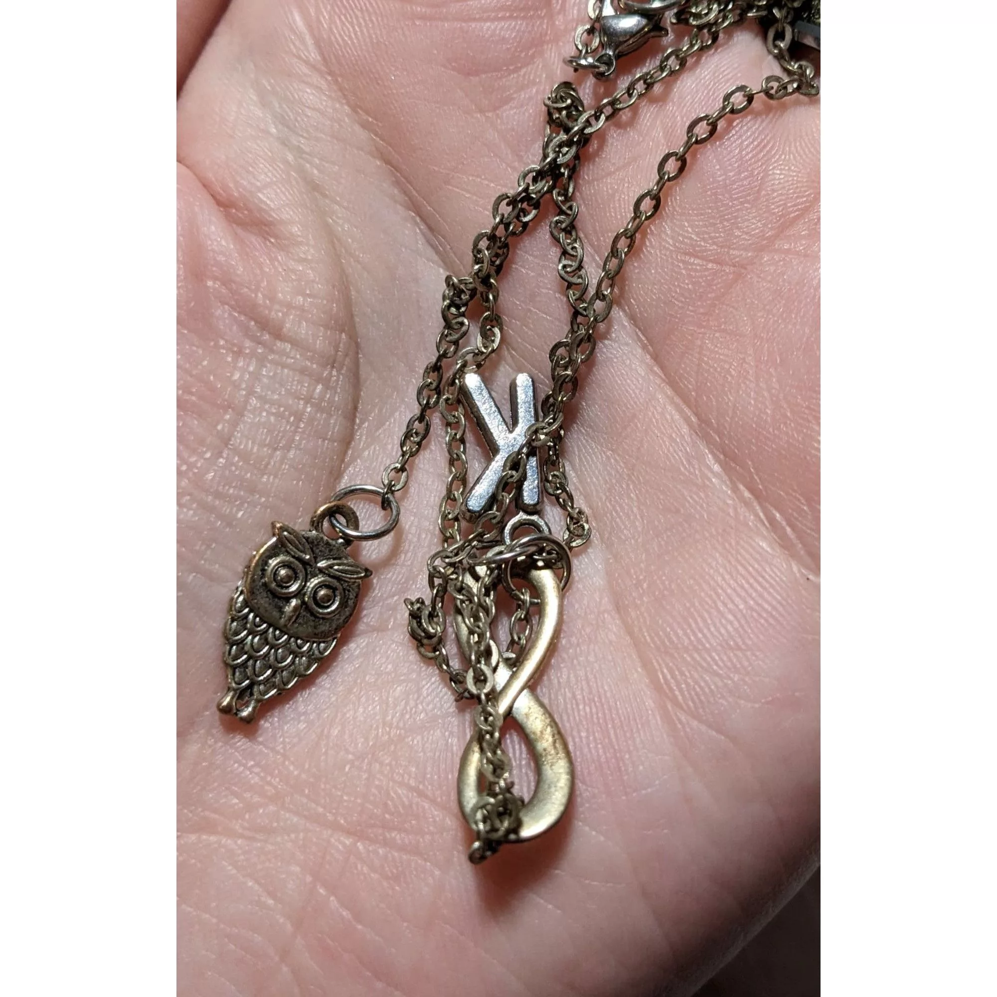 Other Necklaces Other Infinity Owl Initial Drop Necklace Silver