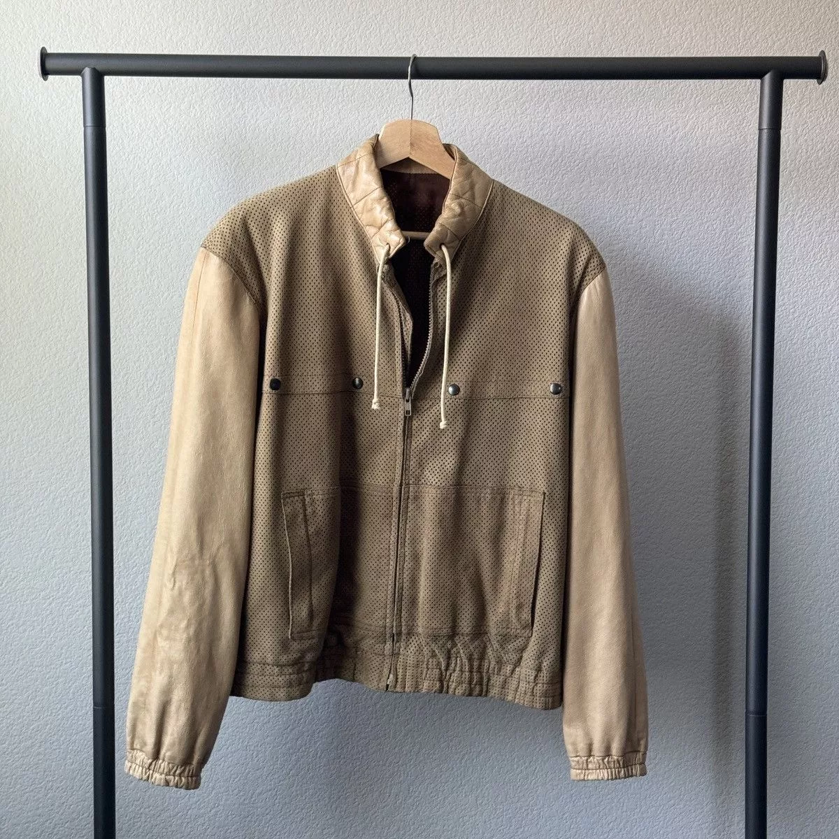 Loewe Leather Jackets Loewe × Vintage Vintage Loewe Perforated Brown Leather Jacket