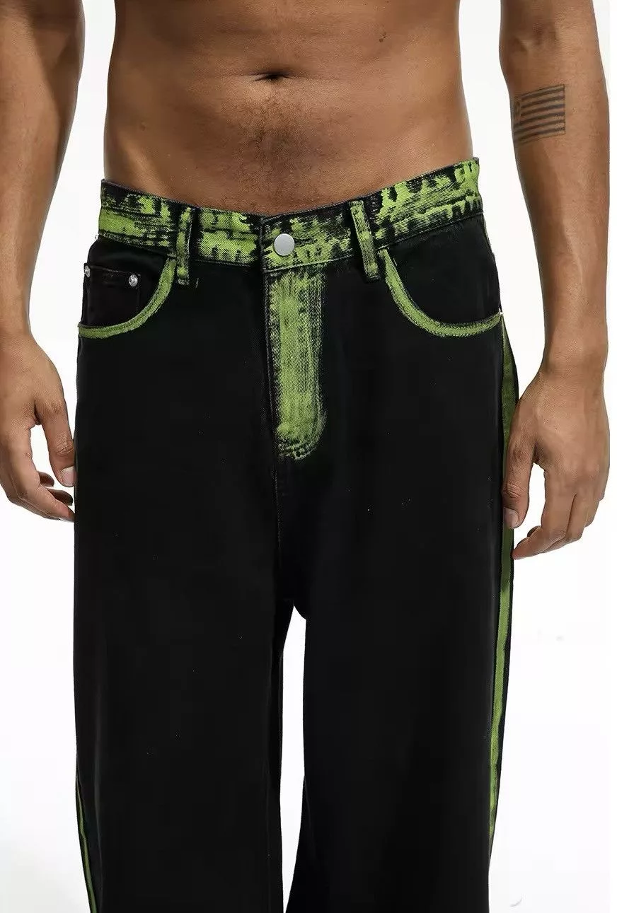 Jean Denim Hand-painted Graffiti Baggy Black Jeans