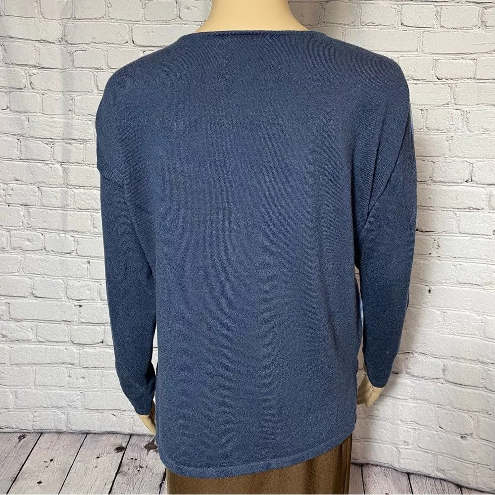 Chicos Sweaters Chicos Chico's Blue Floral Sweater Size 2 US L