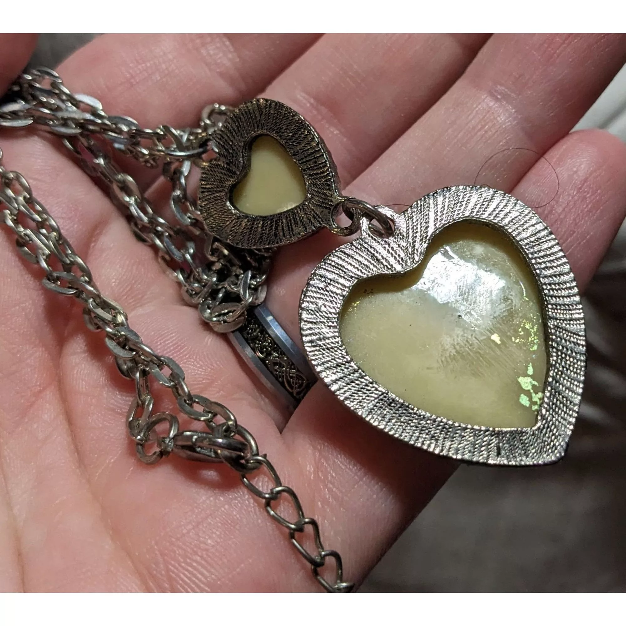 Other Necklaces Other Silver Druzy Double Heart Necklace