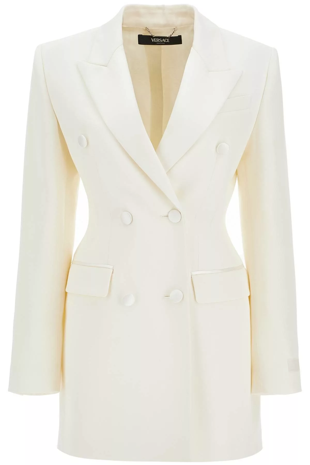 Versace Jackets VERSACE Long Hourglass-Shaped Smoking Jacket White