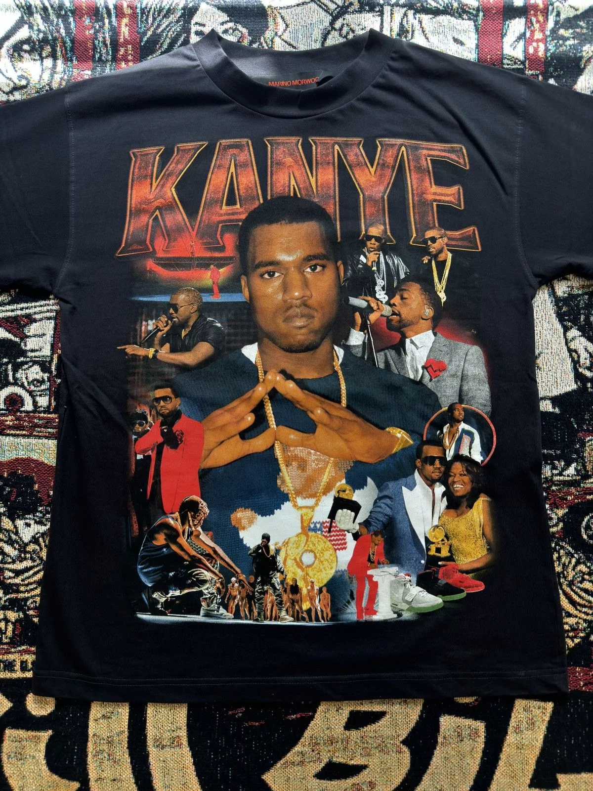 Kanye West Short Sleeve T Shirts Kanye West × Marino Morwood Marino Morwood Kanye West Shirt Black Streetwear