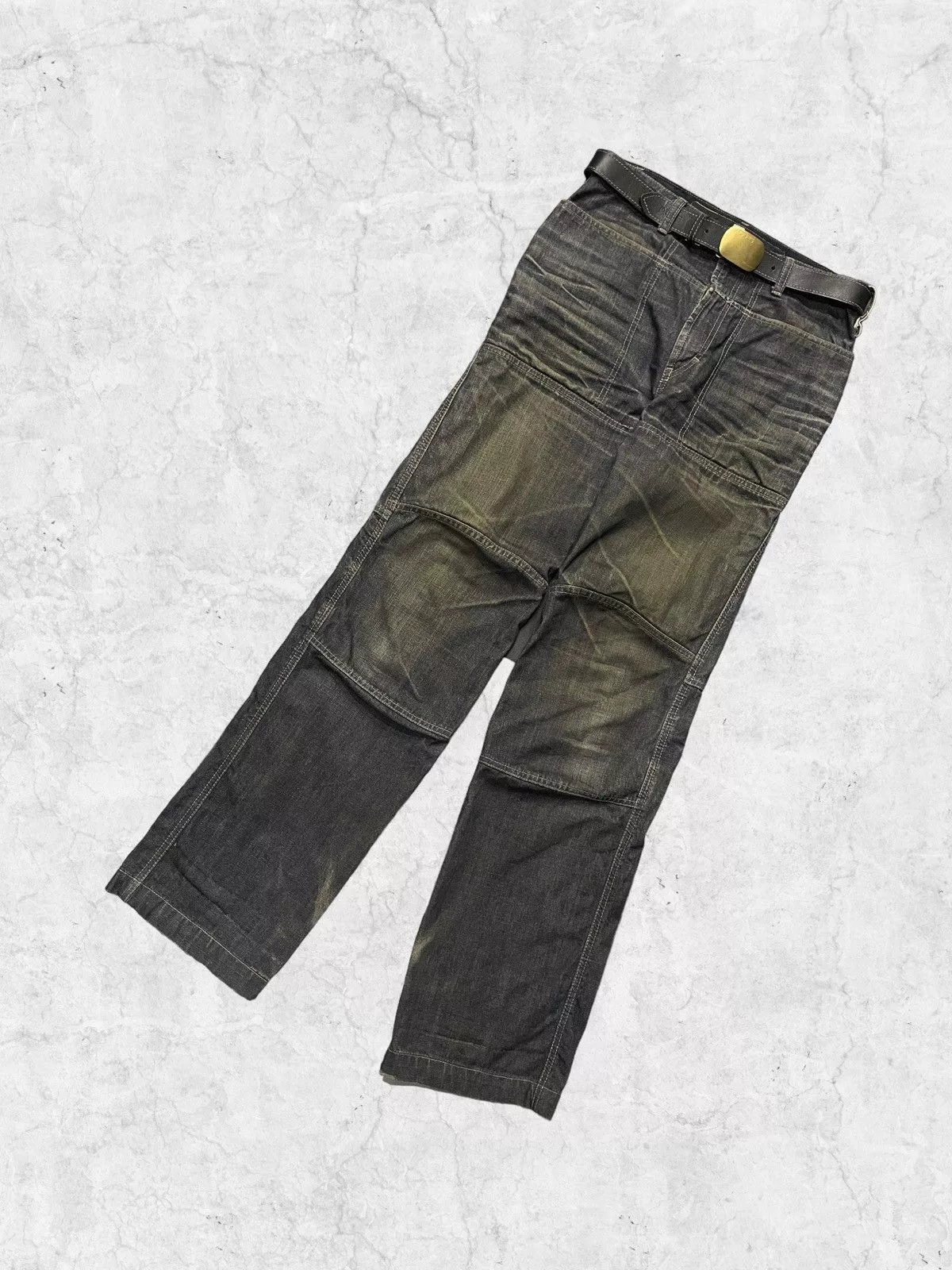 Marithe + Francois Girbaud Denim Marithe + Francois Girbaud × Vintage Y2K Marithe Francois Girbaud Hagi Denim With Leather Belt Gray