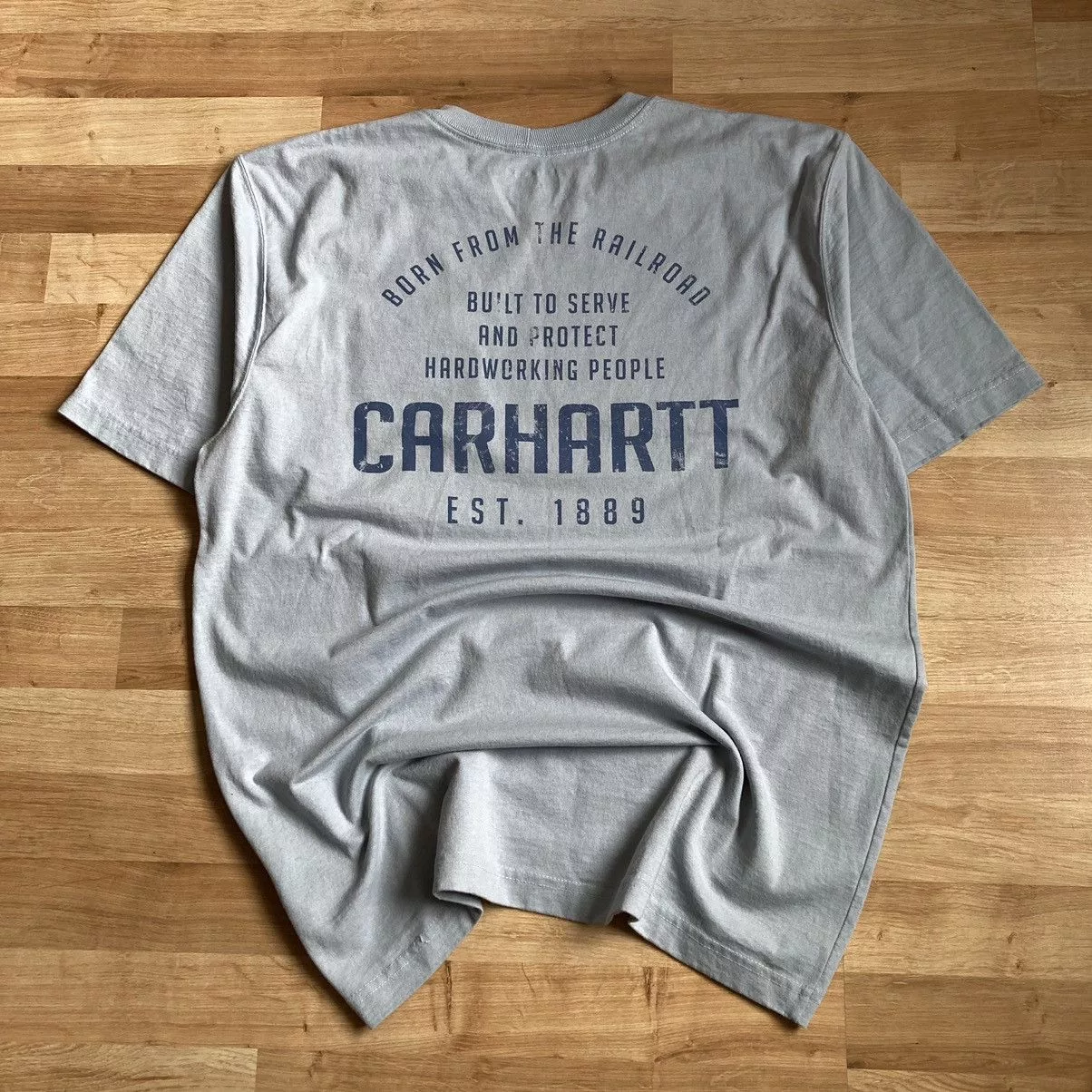 Carhartt Short Sleeve T Shirts Carhartt × Vintage Crazy Vintage Essential Blue Carhartt Pocket Tee Shirt Faded Streetwear