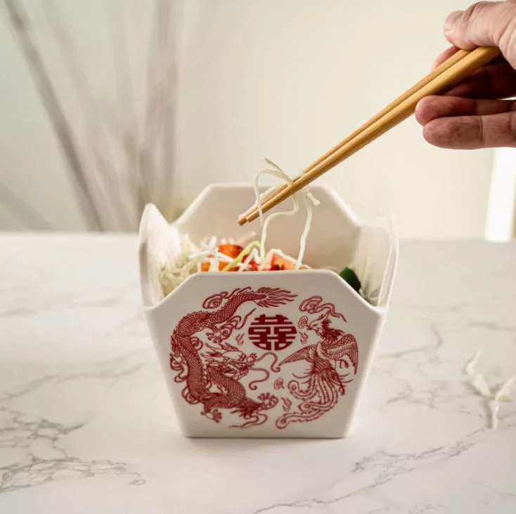Phoenix Dragon Takeout Box w/ Chopsticks