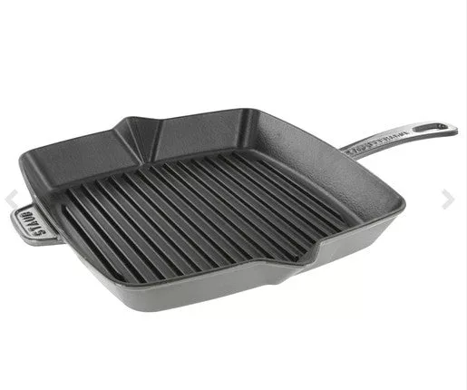Staub Cast Iron 10" Square Grill Pan Graphite Grey