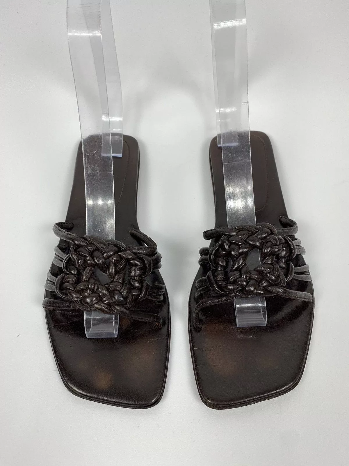 Hugo Boss Flats Hugo Boss Genuine Leather Slides Open Toe size 38 Brown