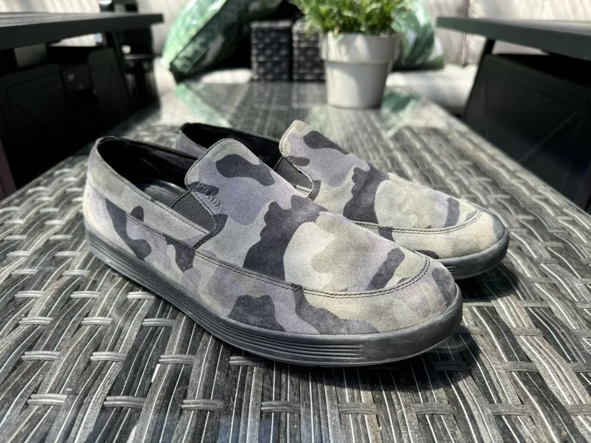 Prada Slip Ons Prada Suede Camo Slip-ons Green