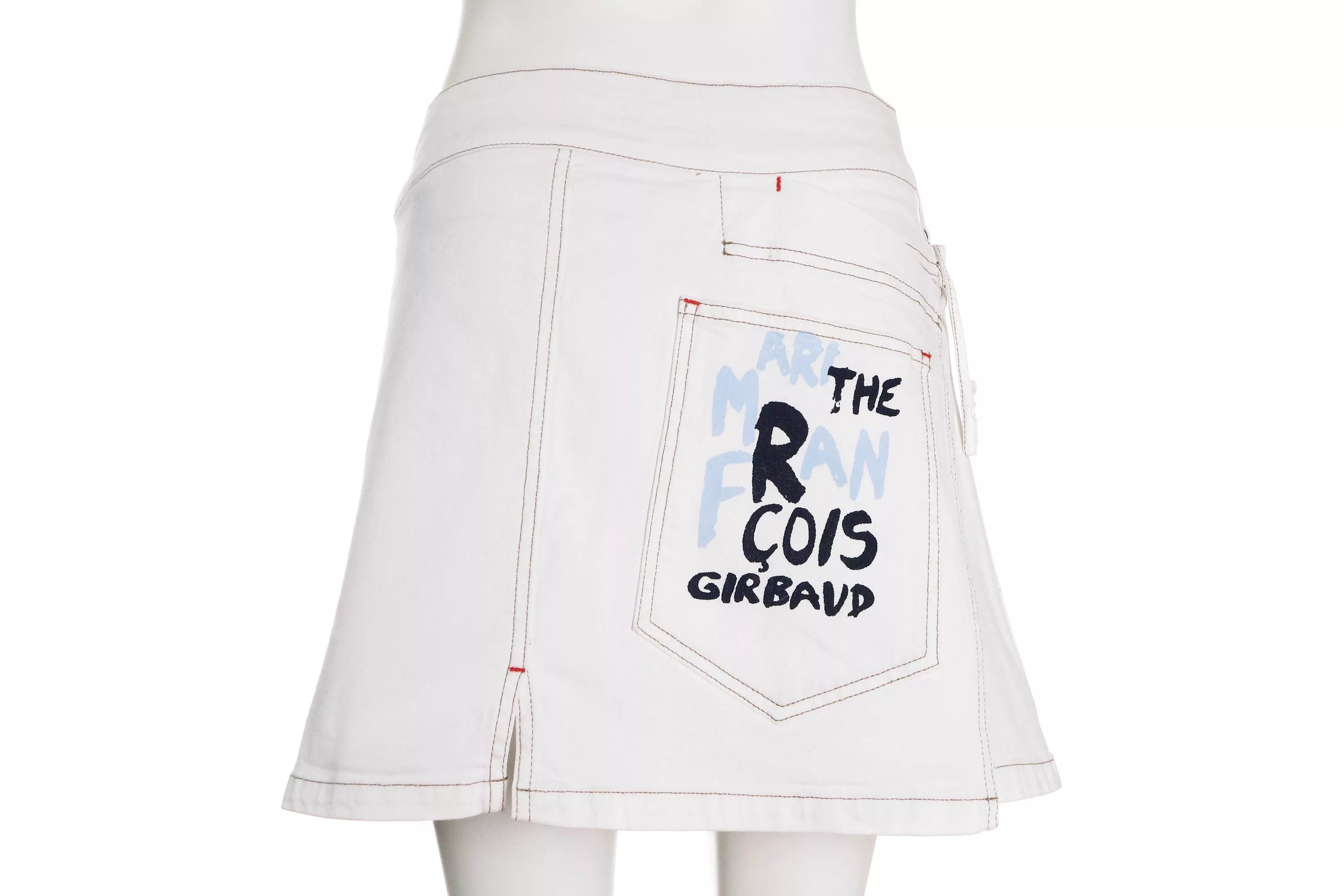 Marithe + Francois Girbaud Mini Skirts Marithe + Francois Girbaud Marithe Francois Girbaud Wrap Skirt Print Logo Asymmetric White