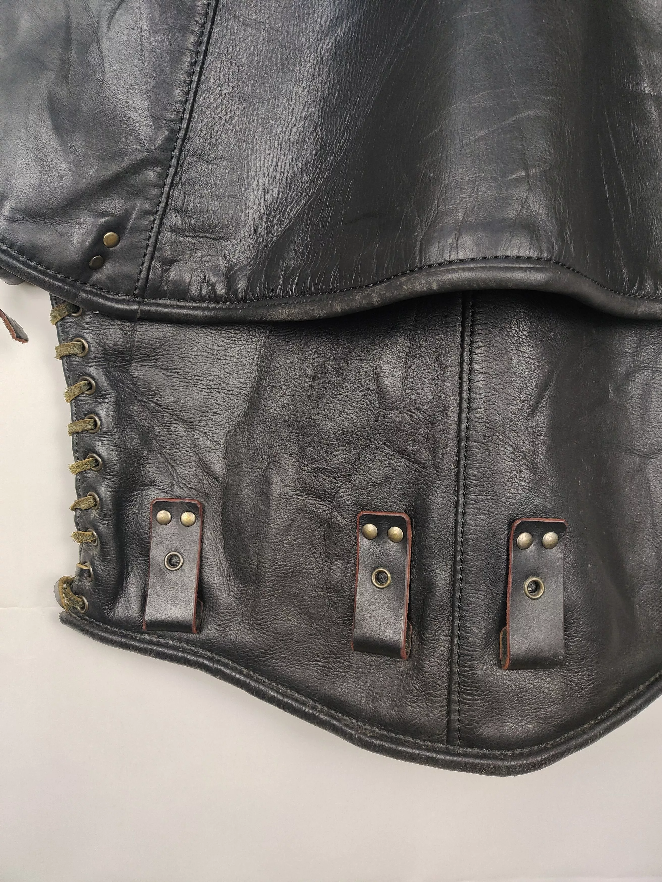 Designer Leather Jackets Designer Vintage Contrail Cybernetic Post apocalyptic Design Jacket Black