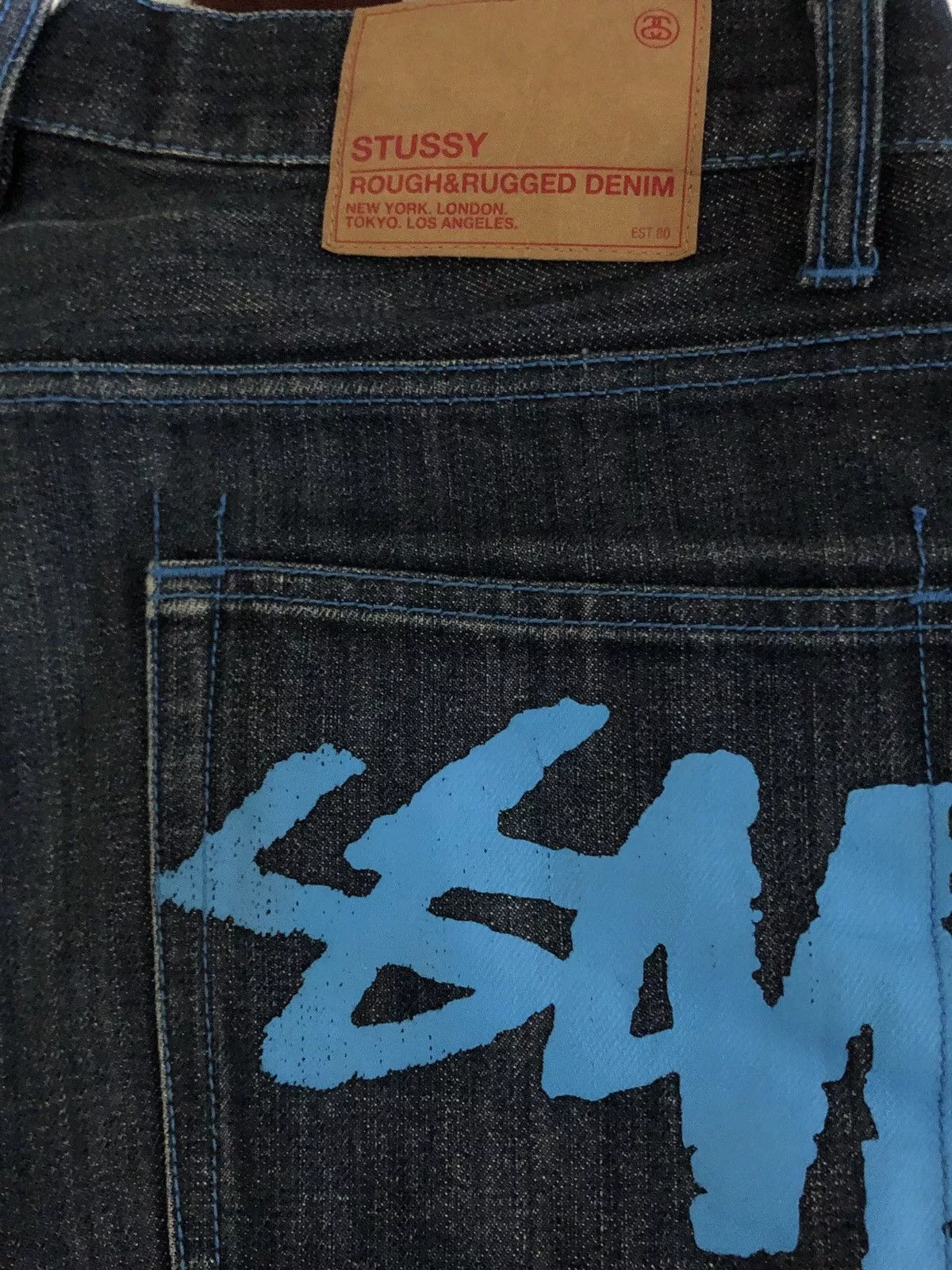 Stussy Denim STUSSY SPELL OUT JORTS y2k Blue
