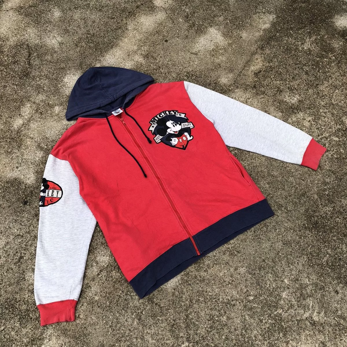Disney Sweatshirts Hoodies Disney × Mickey Mouse × Vintage Rare Vintage 90s Disney Mickey Mouse Big Print Hodie Red
