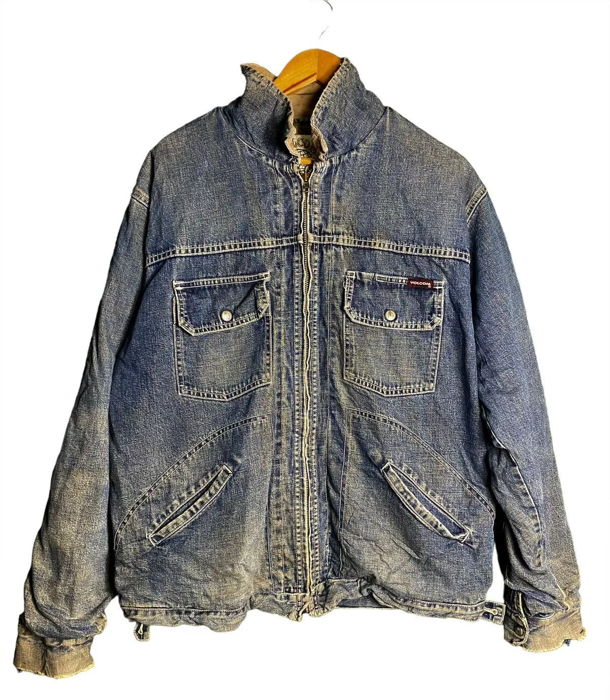 Vintage Denim Jackets Vintage × Volcom VINTAGE VOLCOM WINTER ZIPPER DENIM JACKET Blue