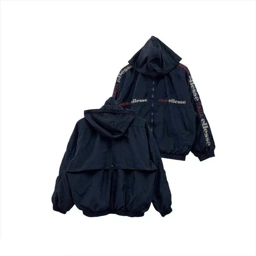 Ellesse Light Jackets Ellesse × Japanese Brand × Vintage PERUGIA ELLESE ITALIA SPELL OUT STRAP WINDBREAKER Blue