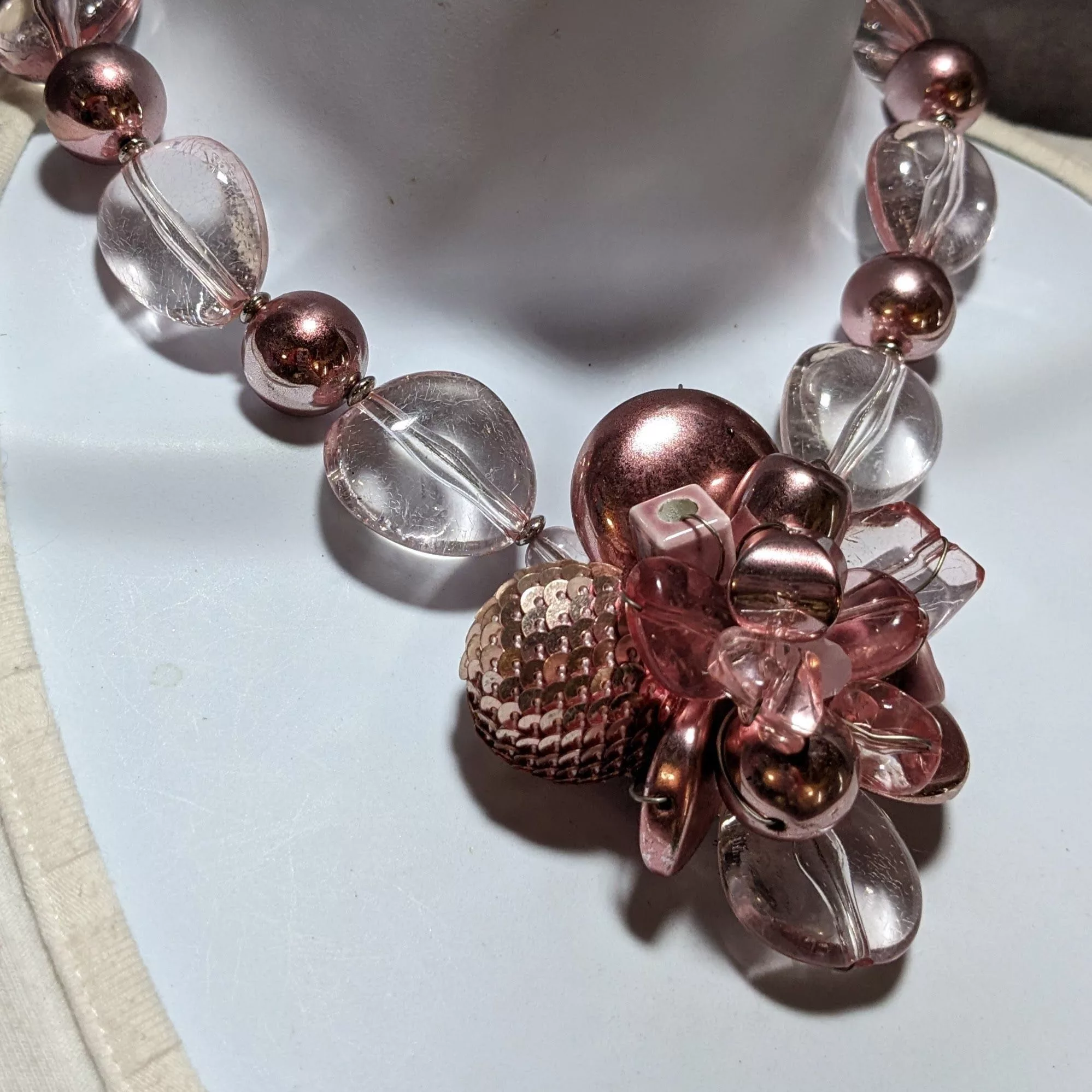 Other Necklaces Other Pink Metallic Floral Statement Necklace
