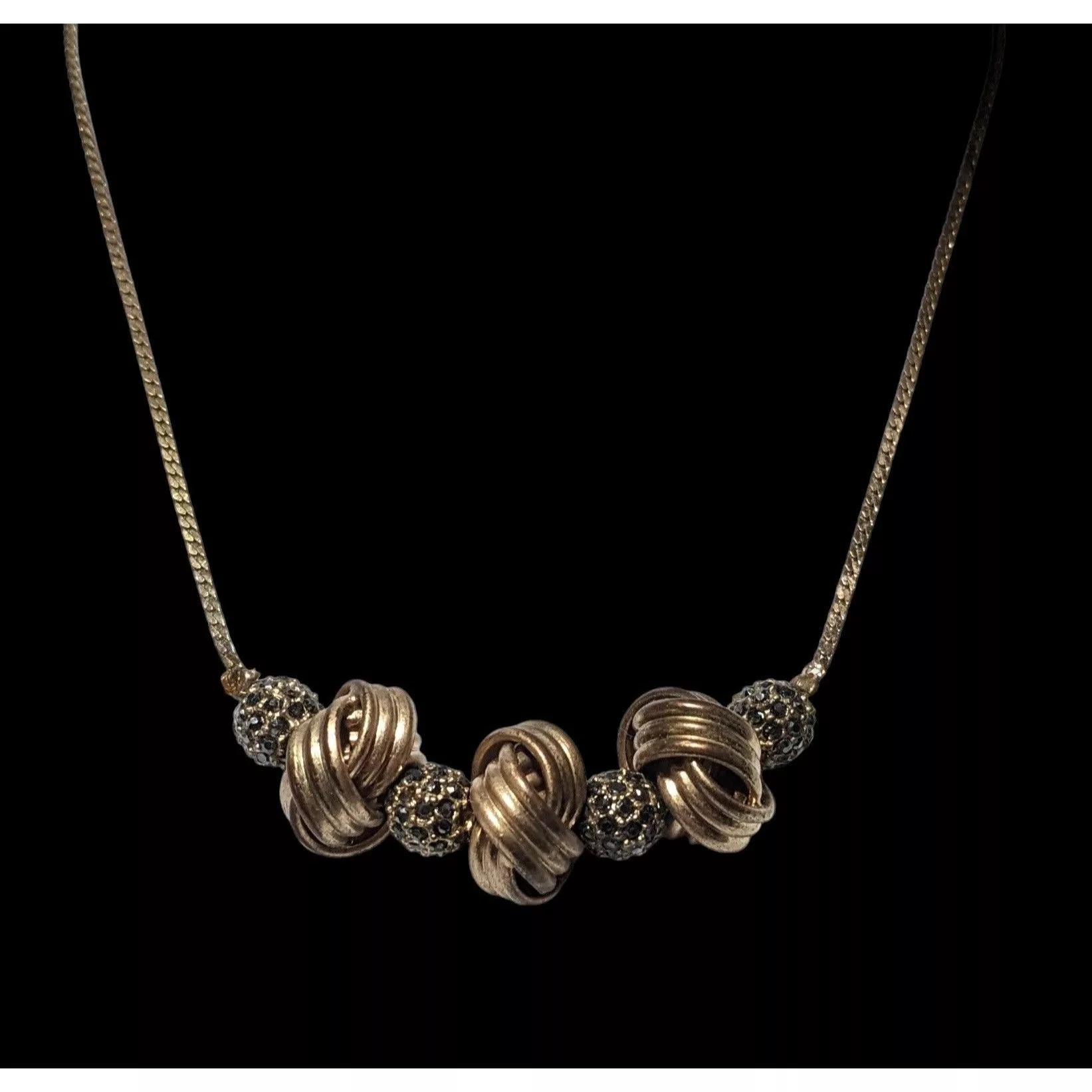 White House Black Market Necklaces White House Black Market Gold Knot Rhinestone Necklace