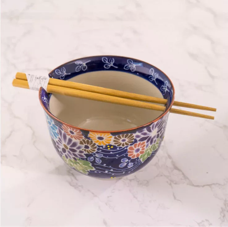 18oz Floral Mix Bowl w/ Chopsticks