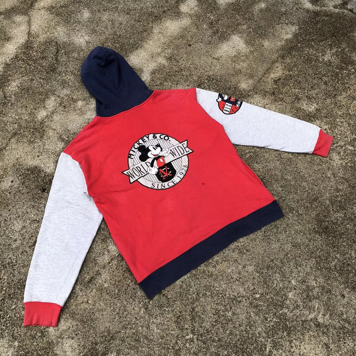 Disney Sweatshirts Hoodies Disney × Mickey Mouse × Vintage Rare Vintage 90s Disney Mickey Mouse Big Print Hodie Red