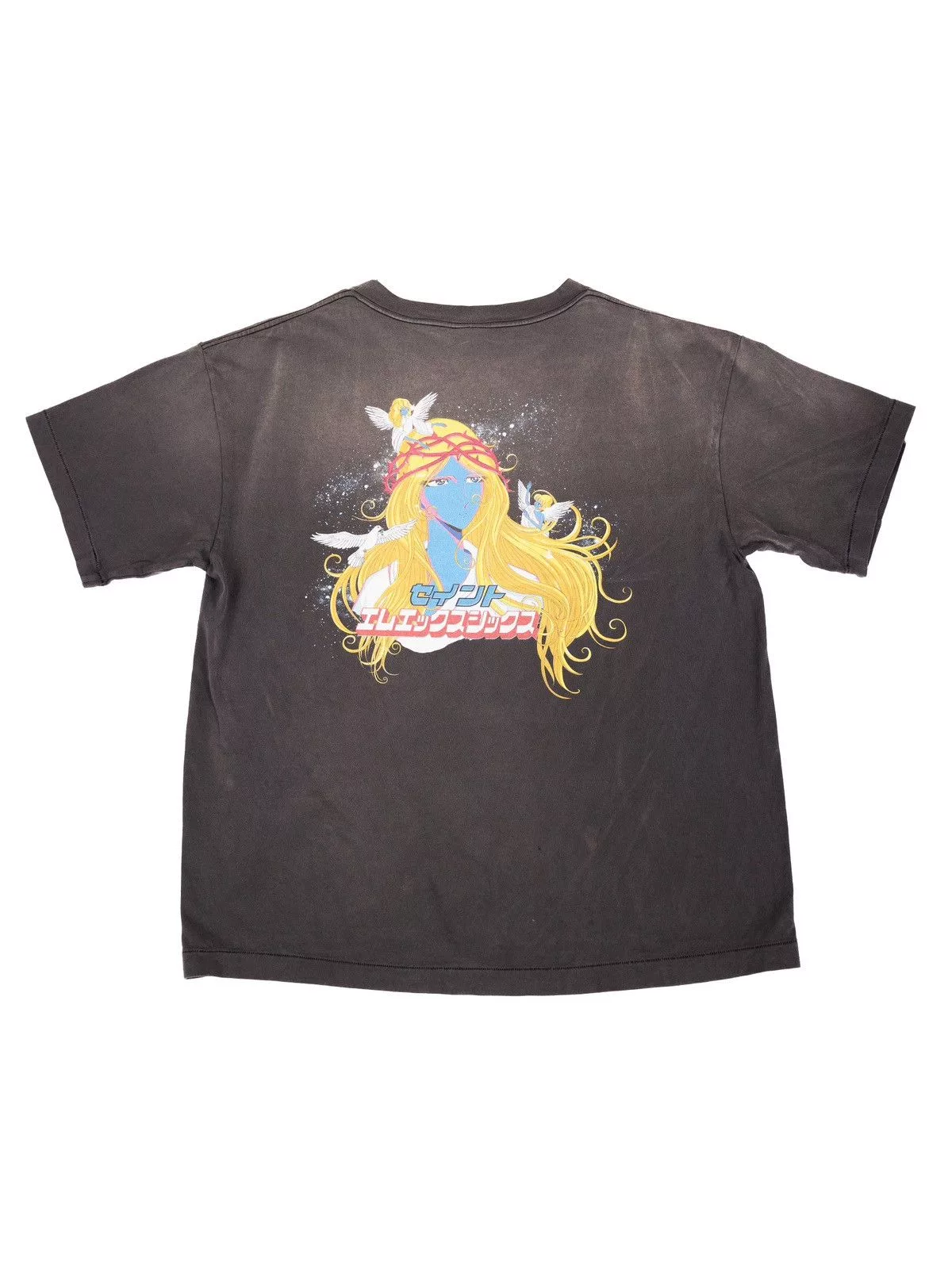 Saint Michael Short Sleeve T Shirts Saint Michael Blue Face Tee Black
