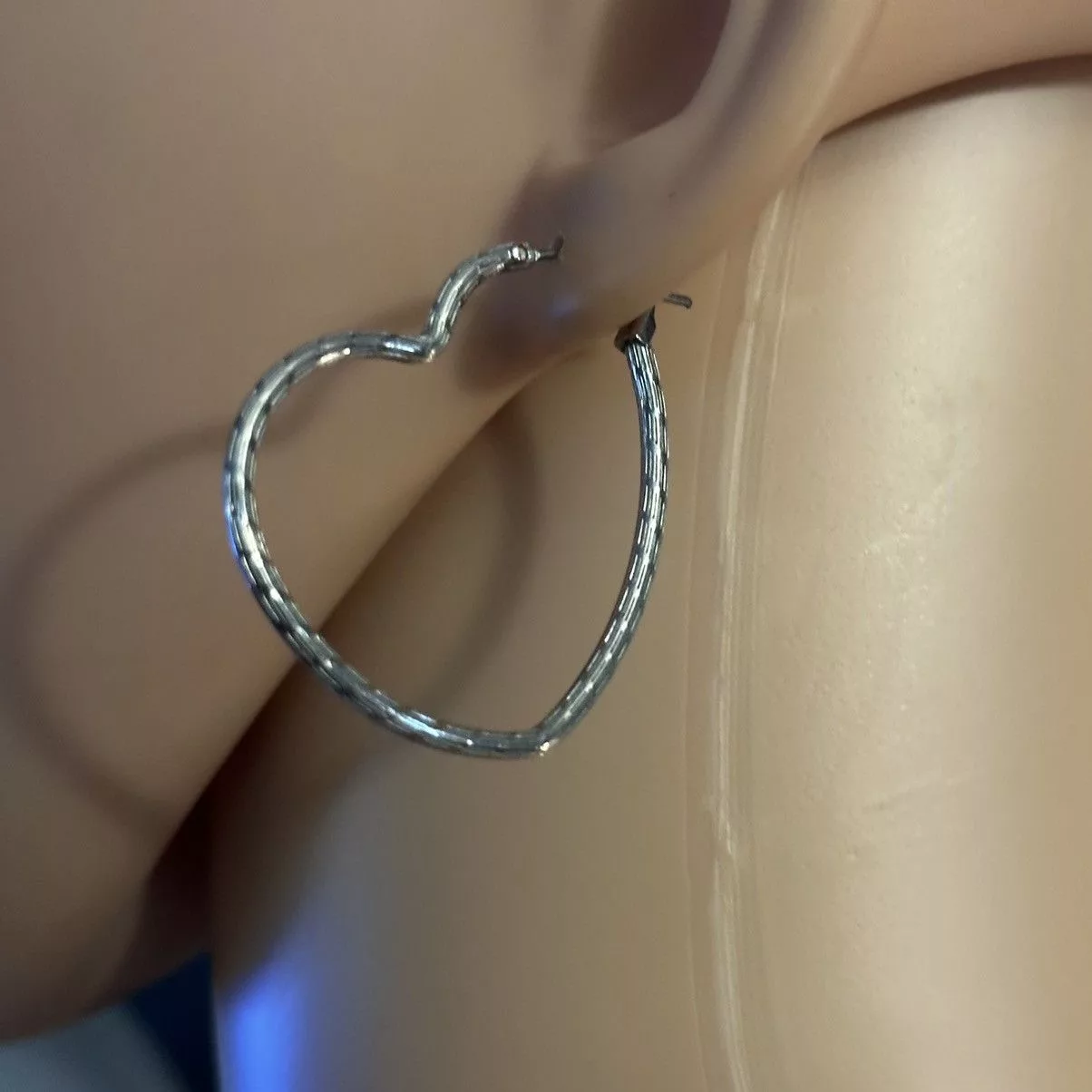Other Earrings Other Silver tone heart shaped hoop earrings