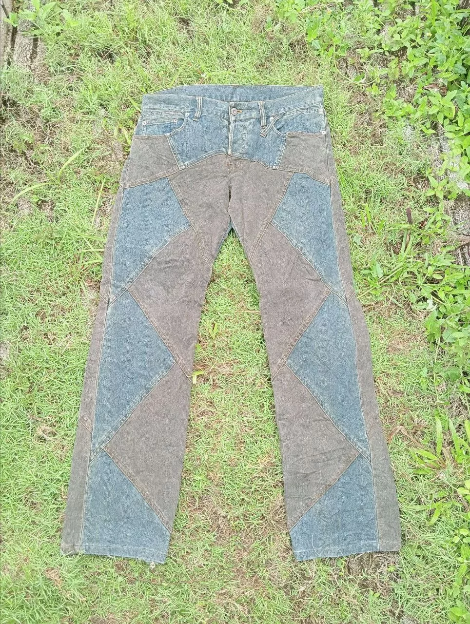 20471120 Denim 20471120 JAPANESE MODERN LOVERS PATCHWORK STRETCH JEANS Black Streetwear