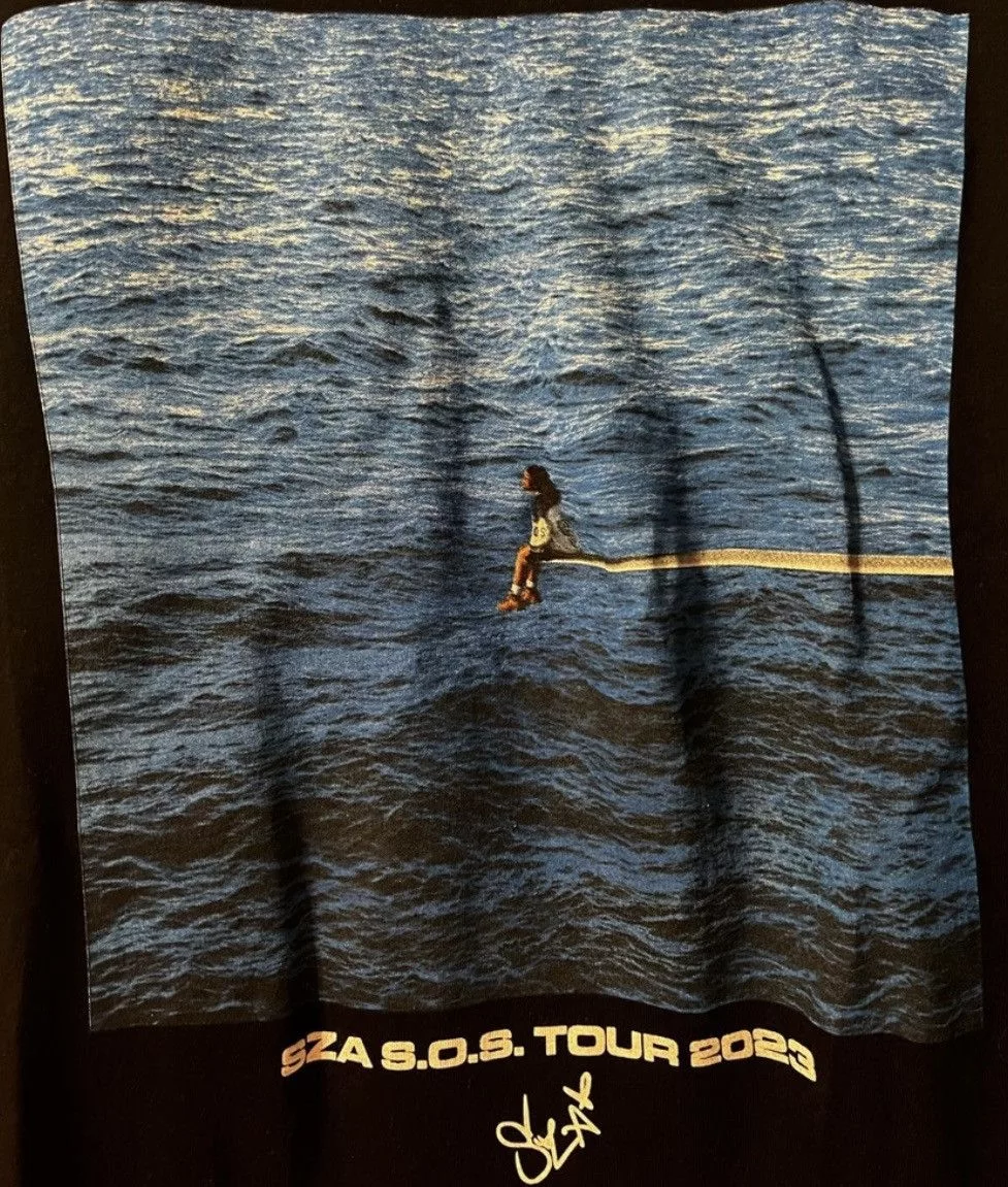 Top Dawg Entertainment Short Sleeve T Shirts Top Dawg Entertainment SZA SOS TOUR Shirt in Medium Blue Streetwear
