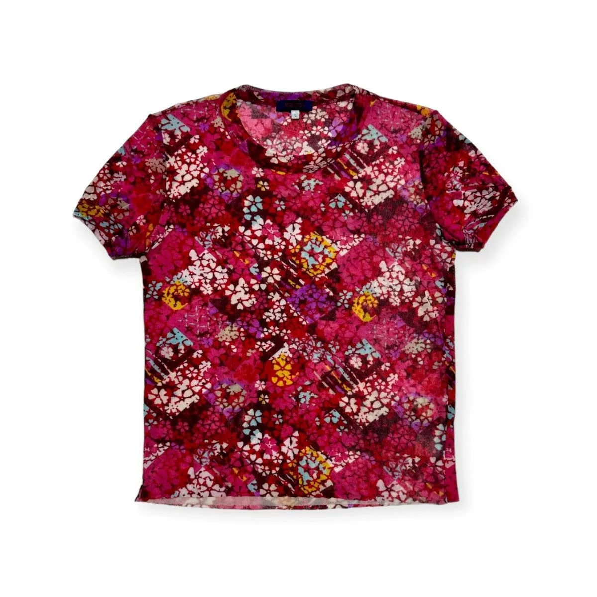 Kenzo Short Sleeve T Shirts Kenzo Flowers Mesh Tee Red
