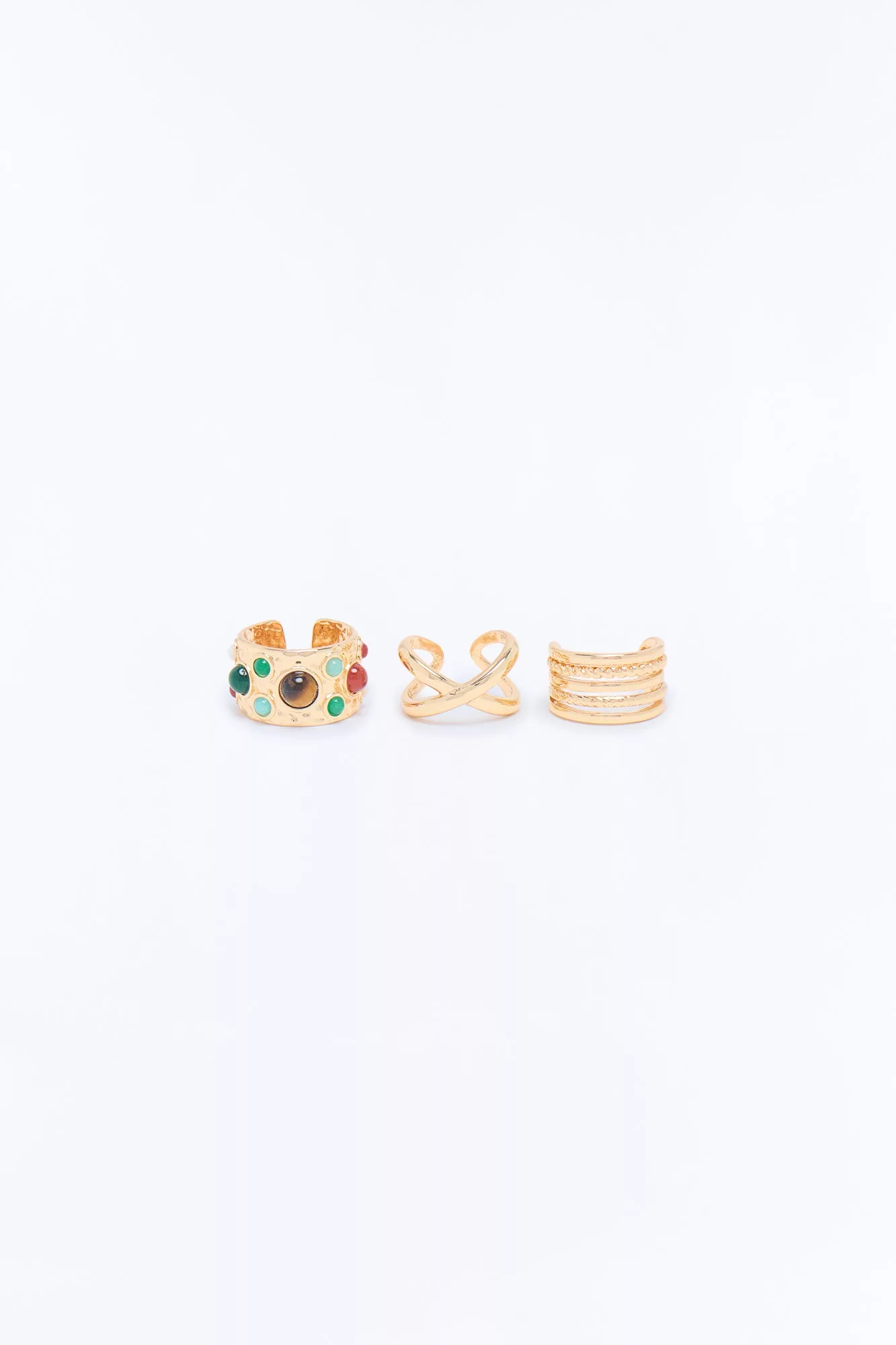 Dreamy Escape 3 Piece Ring Set - Gold/combo