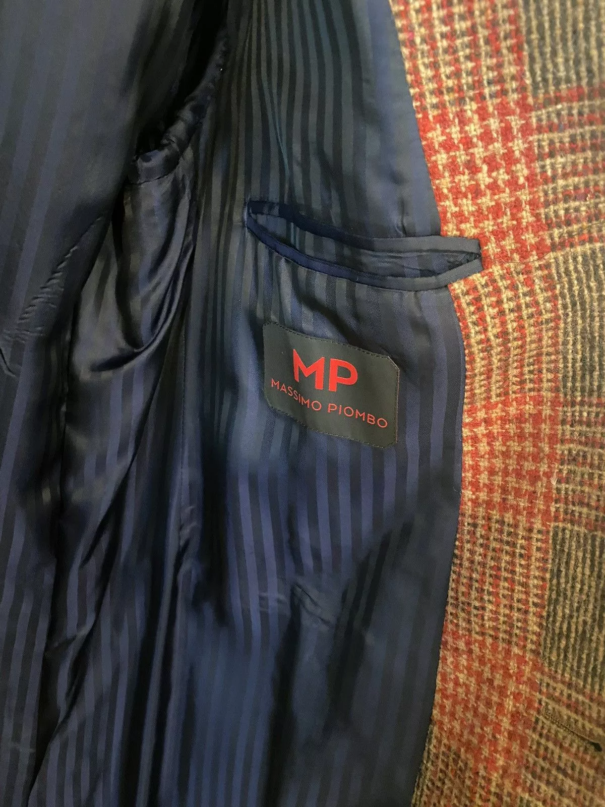 MP Massimo Piombo Heavy Coats MP Massimo Piombo Checked Oversized Long Coat Italy Made Brown