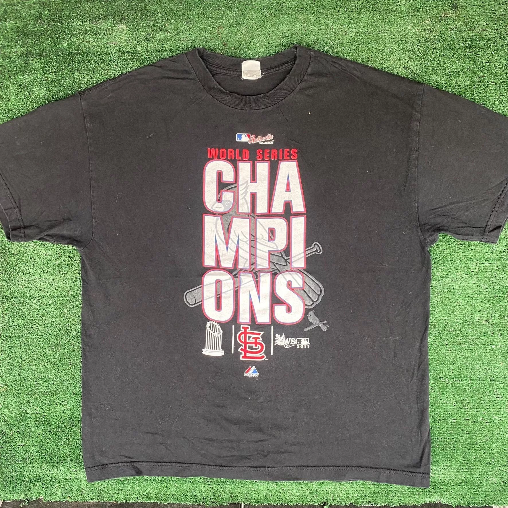 MLB Short Sleeve T Shirts Vintage Y2K St. Louis Cardinals Shirt MLB Champions Logo Tee Black