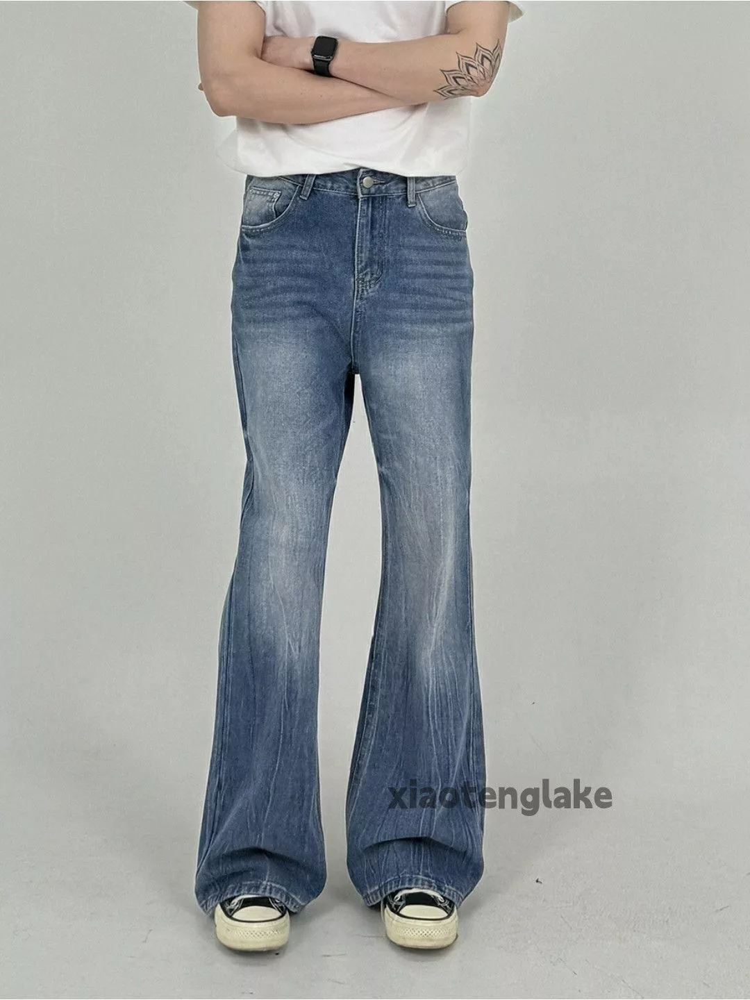 Jean Denim Jean × Vintage washed faded y2k yuppie bootcut flared disco jeans Blue