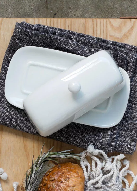 White Rectangle Butter Dish