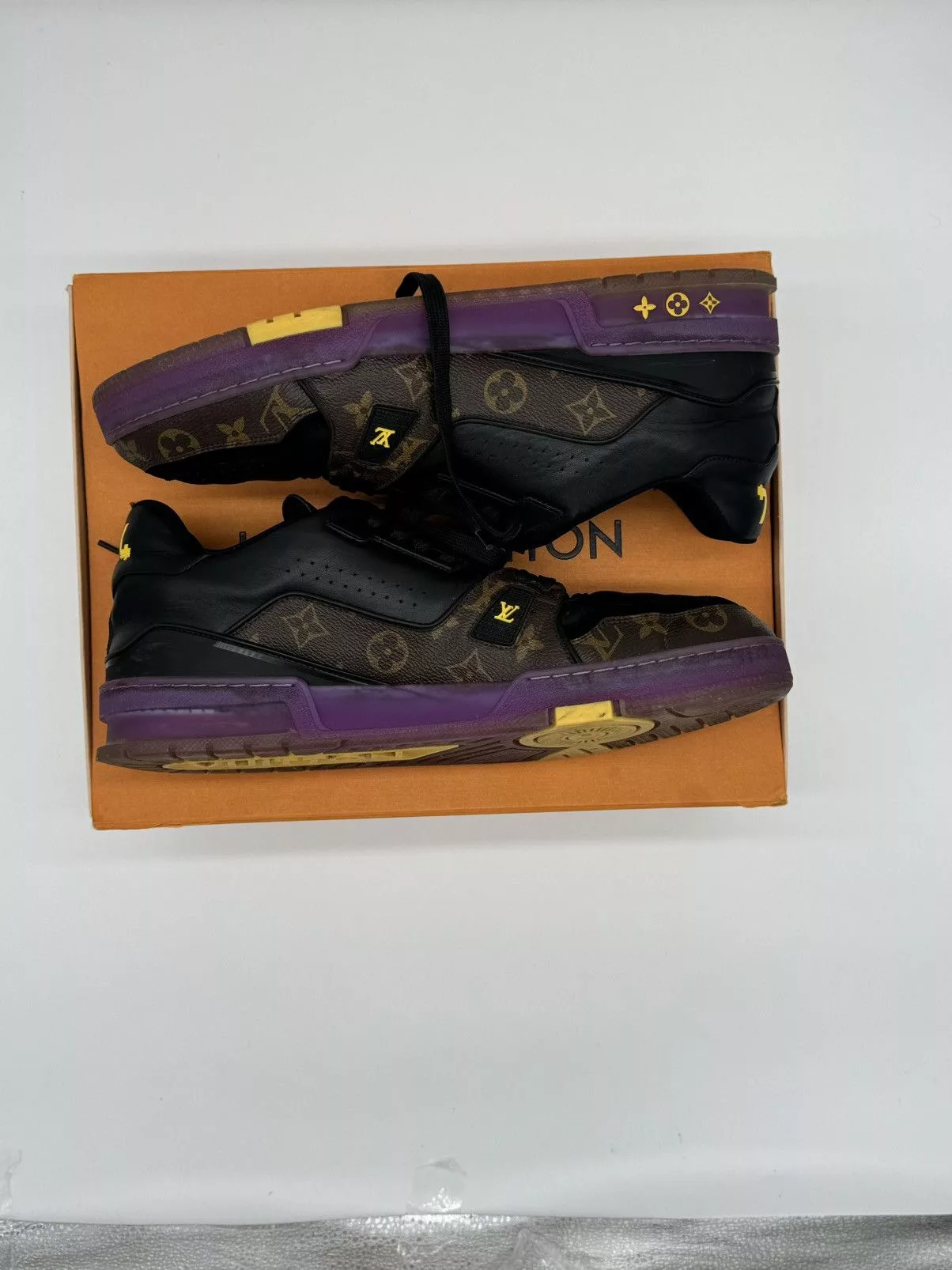 Louis Vuitton Casual Leather Shoes LOUIS VUITTON TRAINER MONOGRAM PURPLE Black