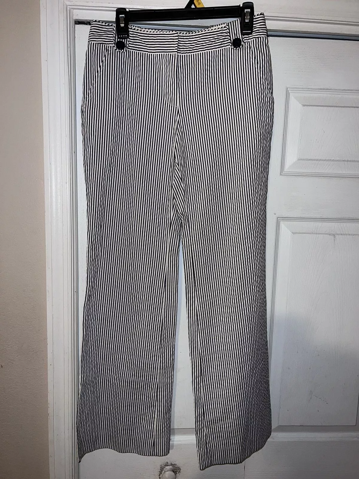 Tory Burch Pants Tory Burch White and Navy Blue Stripe Pants