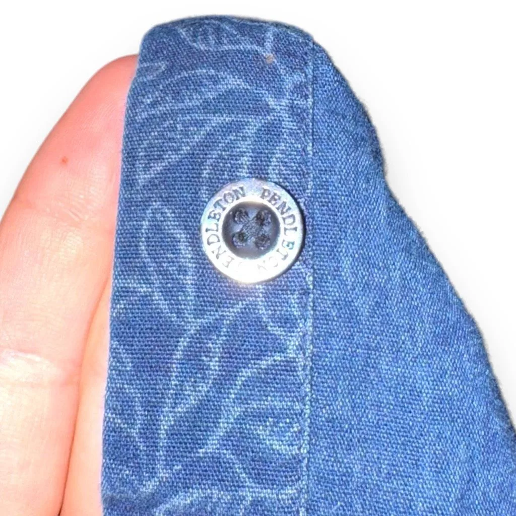 Pendleton Shirts Button Ups Pendleton Indigo Chambray S/S Button Down Shirt Size L Blue