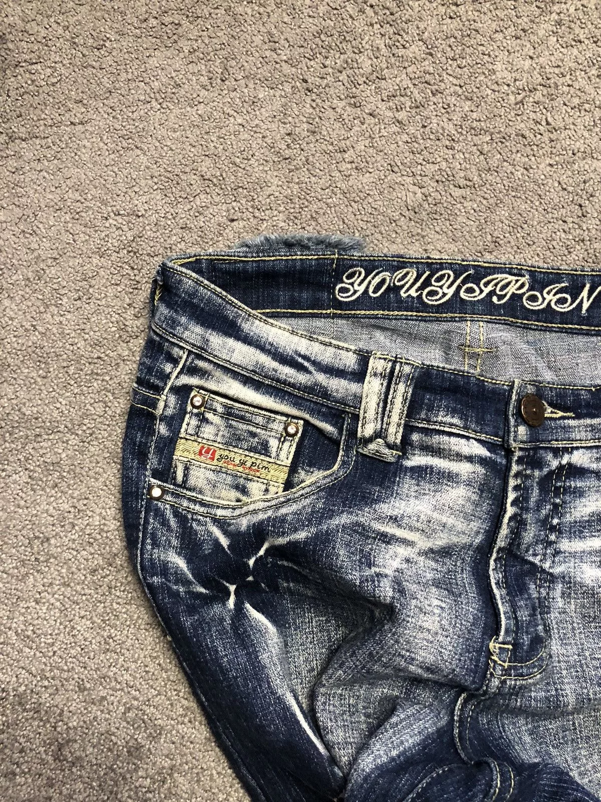 Vintage Jeans vintage y2k embroidery rave flared denim jeans Blue