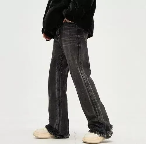 Jean Denim Jean × Vintage Faded Black Ripped Flare jeans