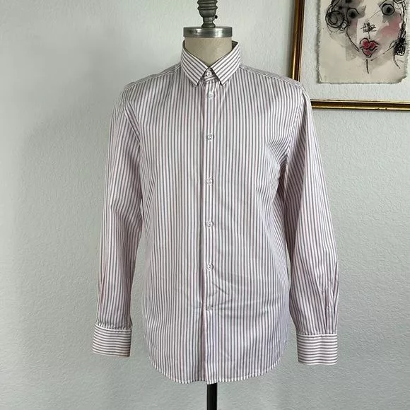 Versace Shirts Button Ups Versace Collection Striped Button Down Embroidered Logo Men'