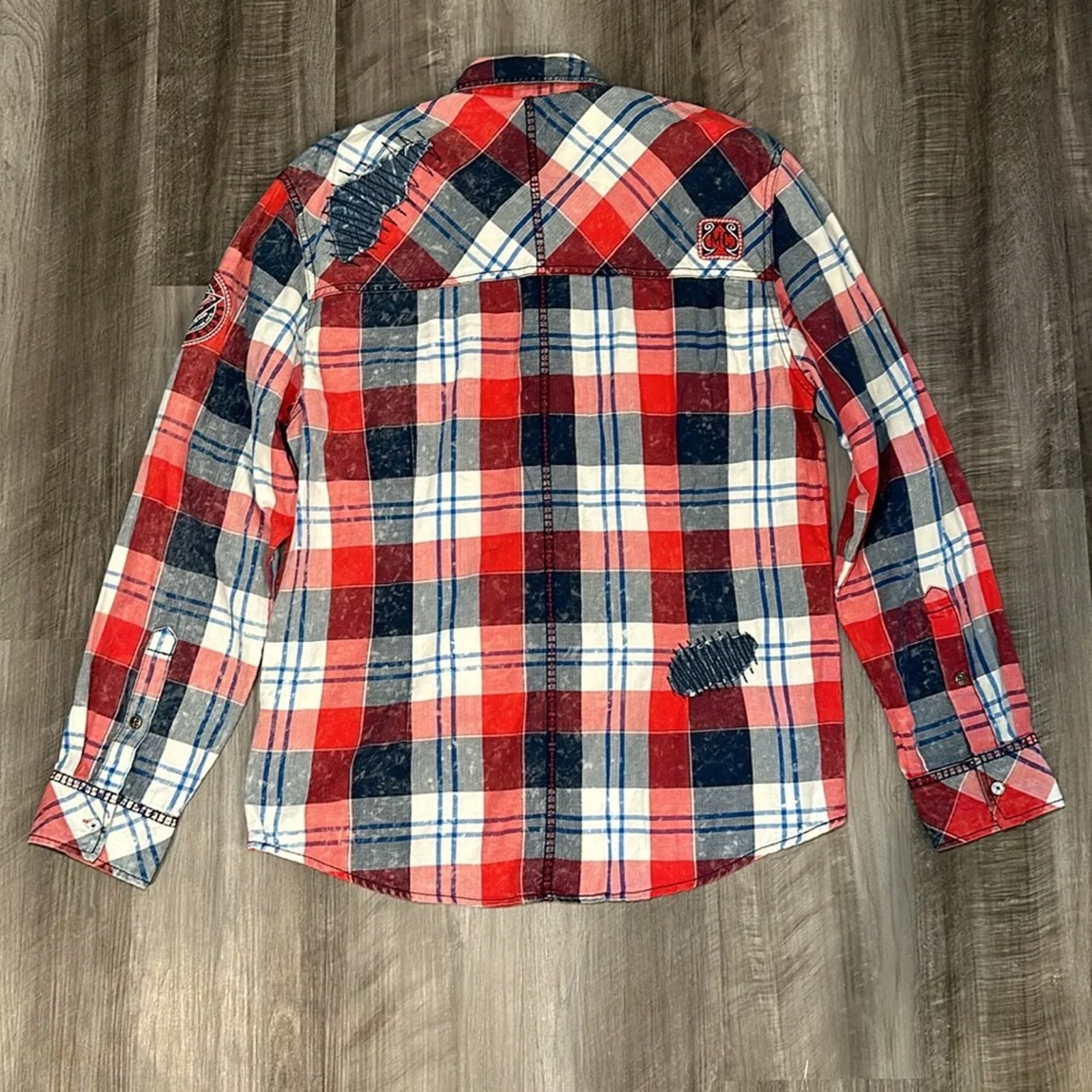 Affliction Shirts Button Ups Affliction Black Premium Limited Edition Slim Snap Button XL Red