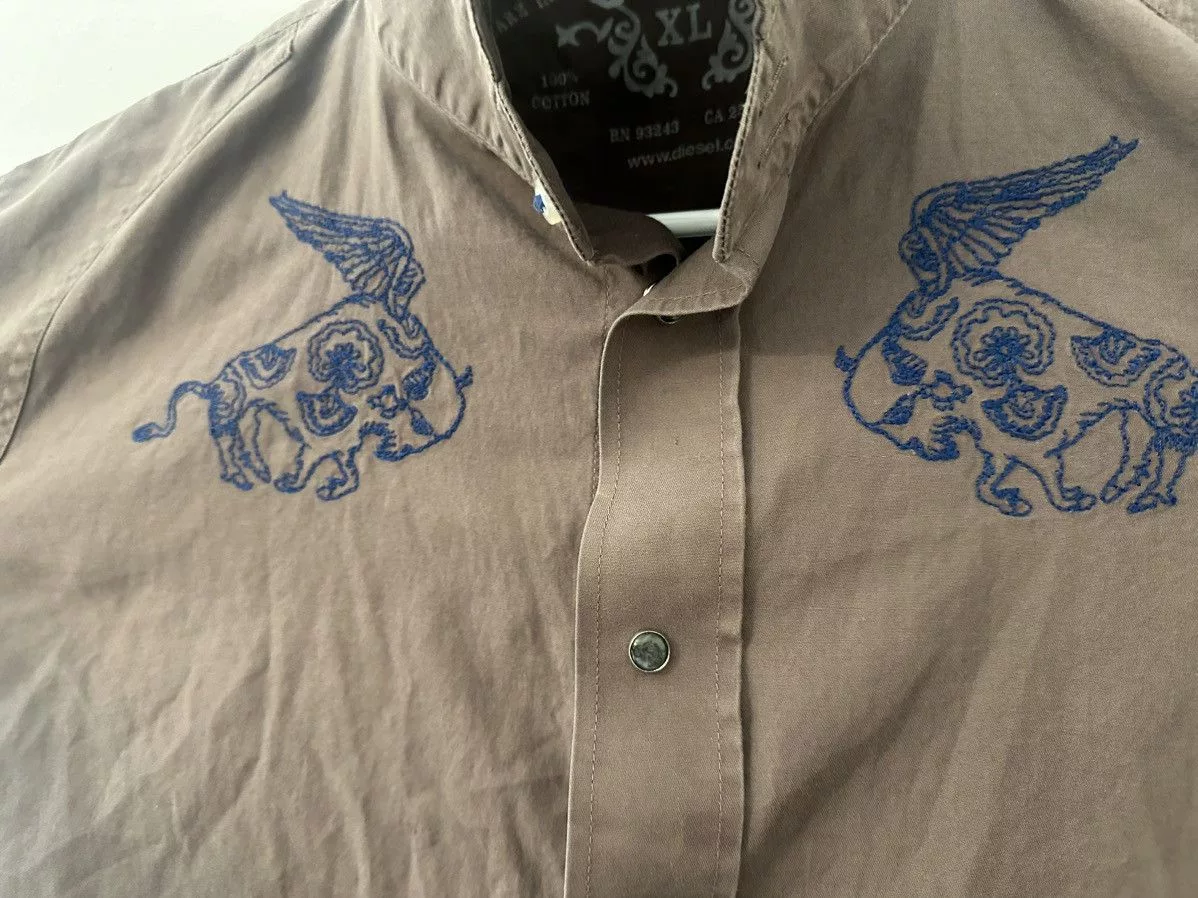 Diesel Button Ups Diesel y2k Brown and blue button up.