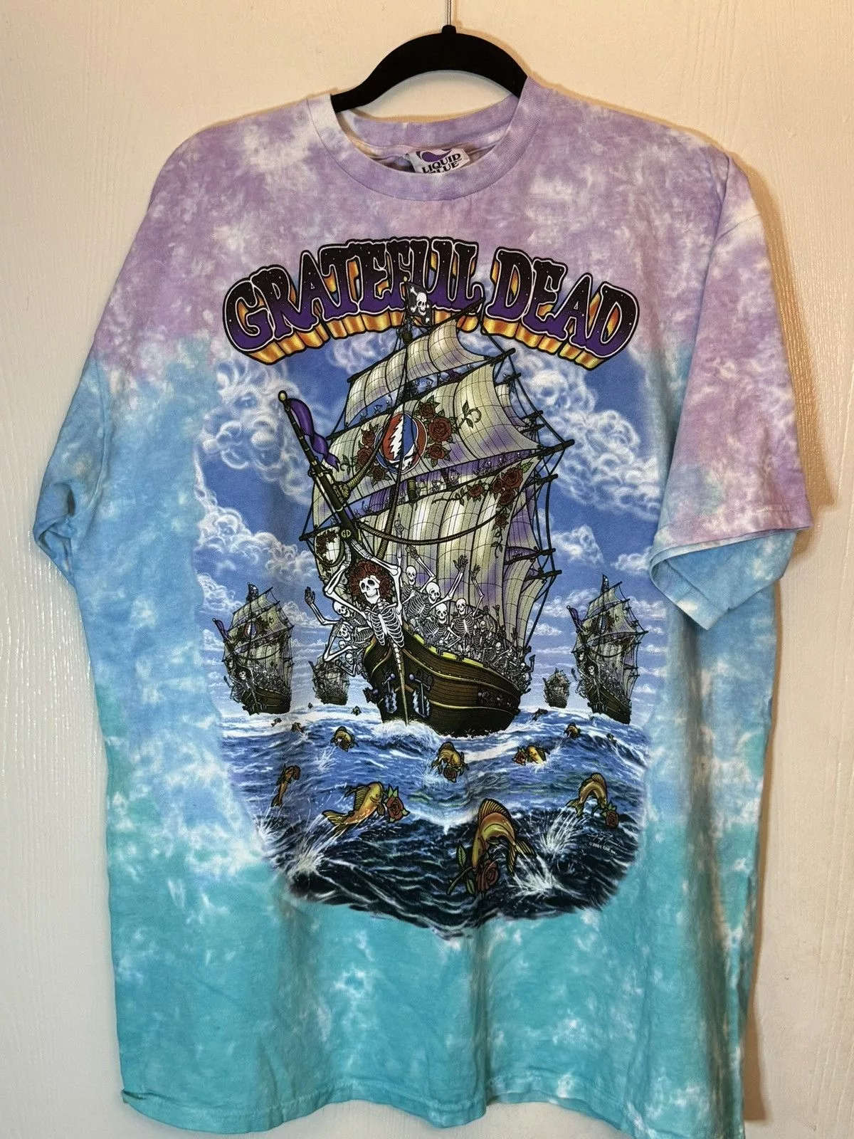 Grateful Dead Short Sleeve T Shirts Grateful Dead × Liquid Blue Original Grateful Dead tee/ Ship Of Fools Black
