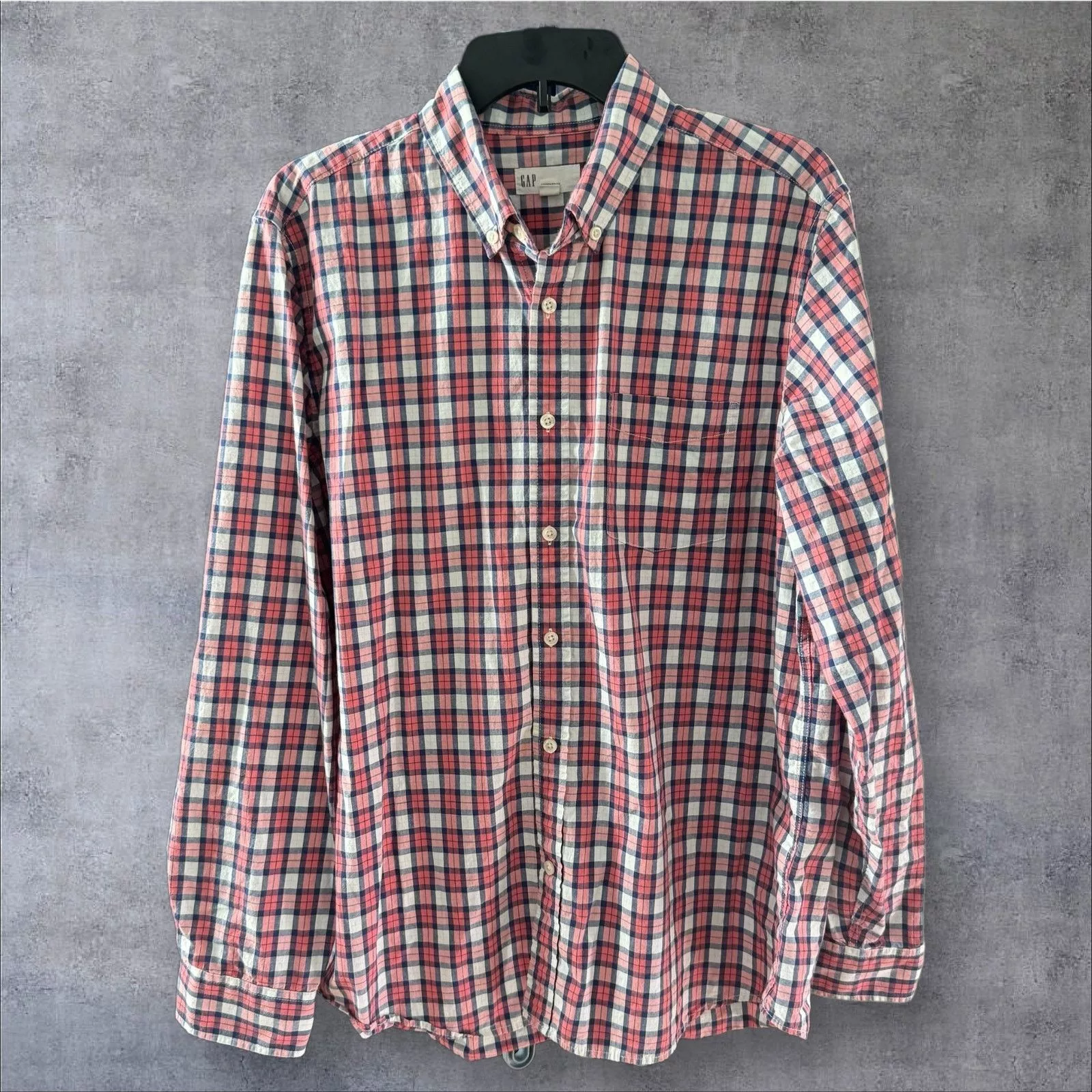Gap Shirts Button Ups Gap Men's Check Button-Down Shirt Large Pink