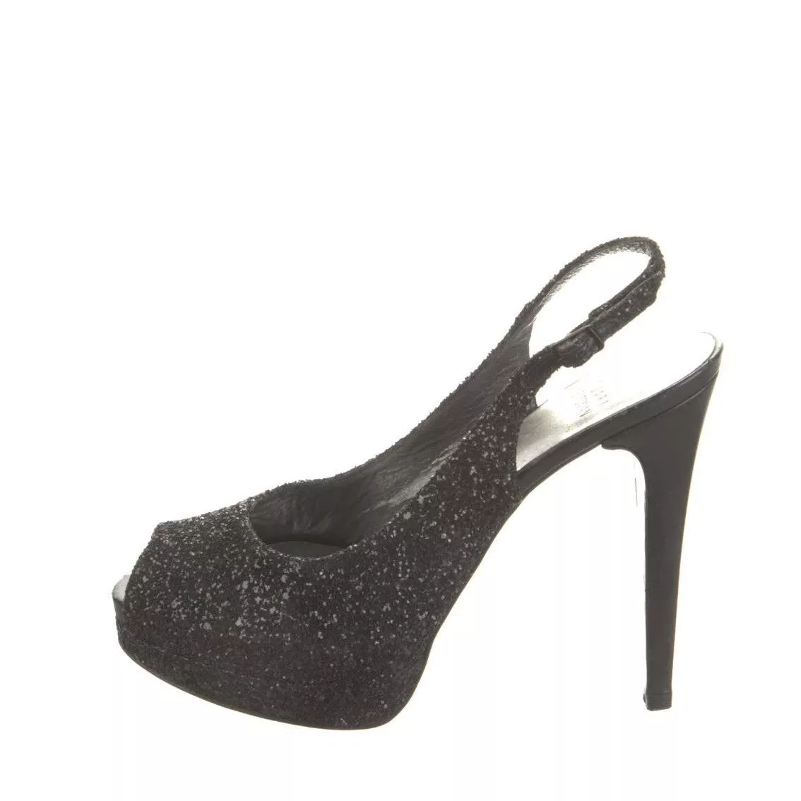 Stuart Weitzman Heels STUART WEITZMAN Black Glitter Platform Slingback Pumps Size: