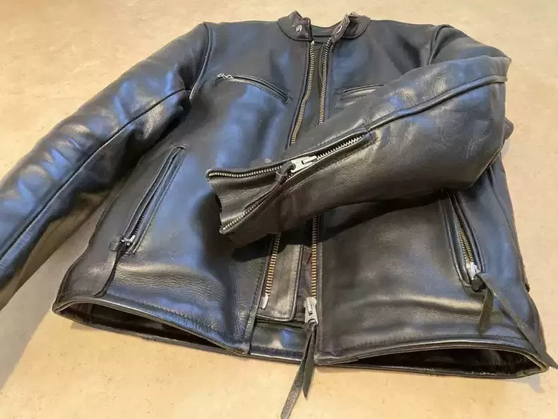 Kadoya Leather Jackets kadoya Straight-pull collar leather coat Black
