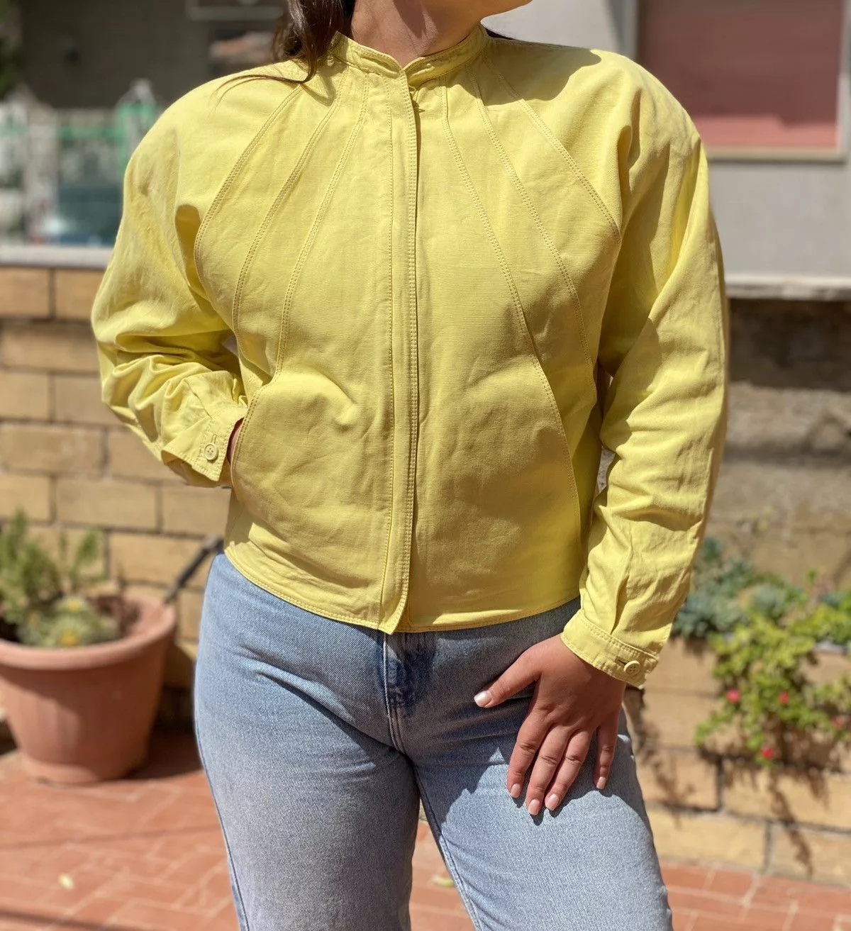 Versace Jackets Versace × Vintage RARE Archive 80s Gianni Versace Cotton Multipocket Jacket Yellow