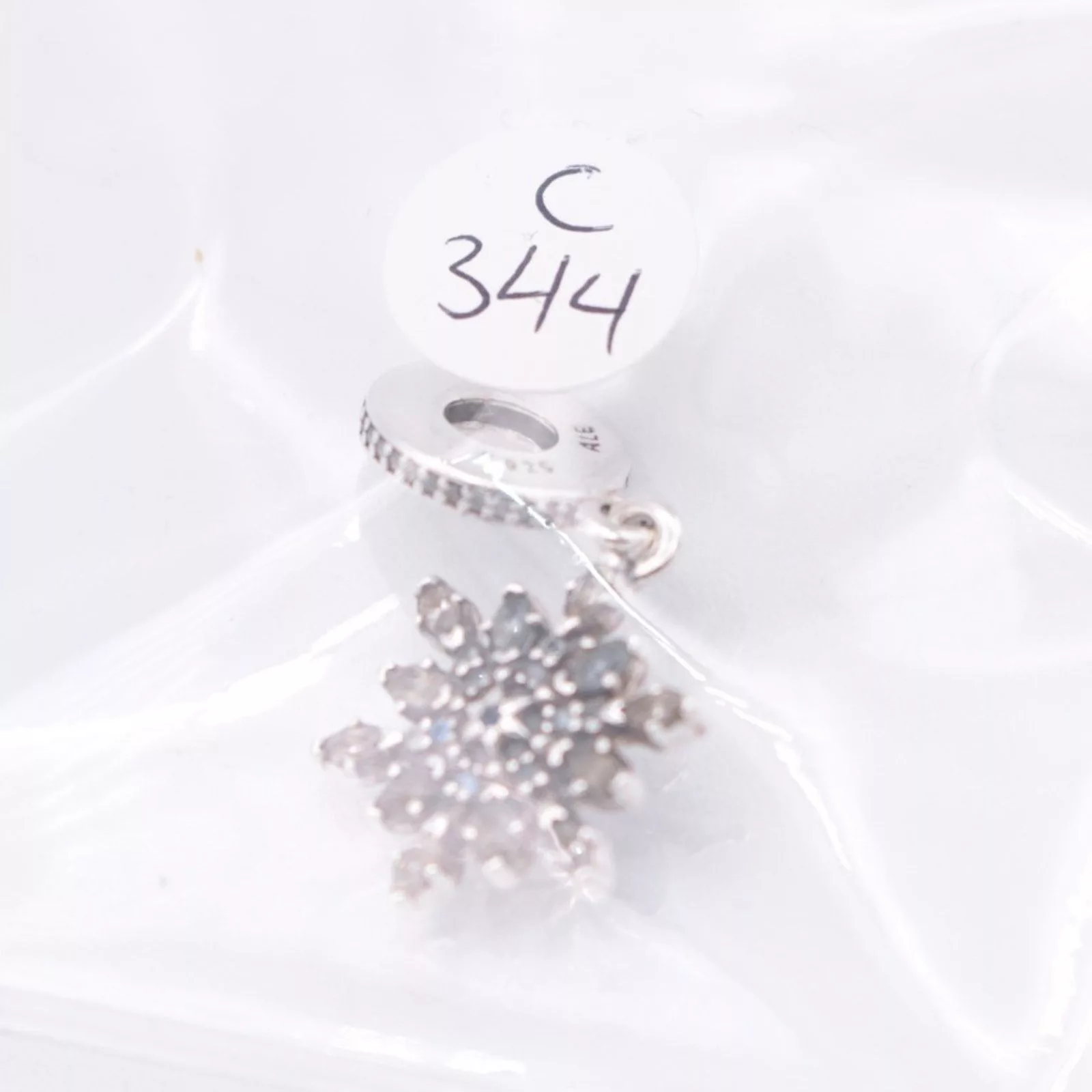pandora Bracelets Authentic PANDORA Crystalized Snowflake Dangle - 791761NBLMX Blue