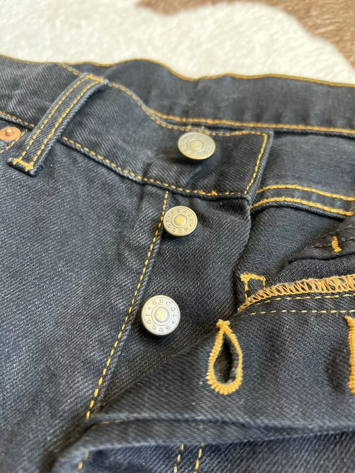 Gucci Denim black embroidered gucci jeans