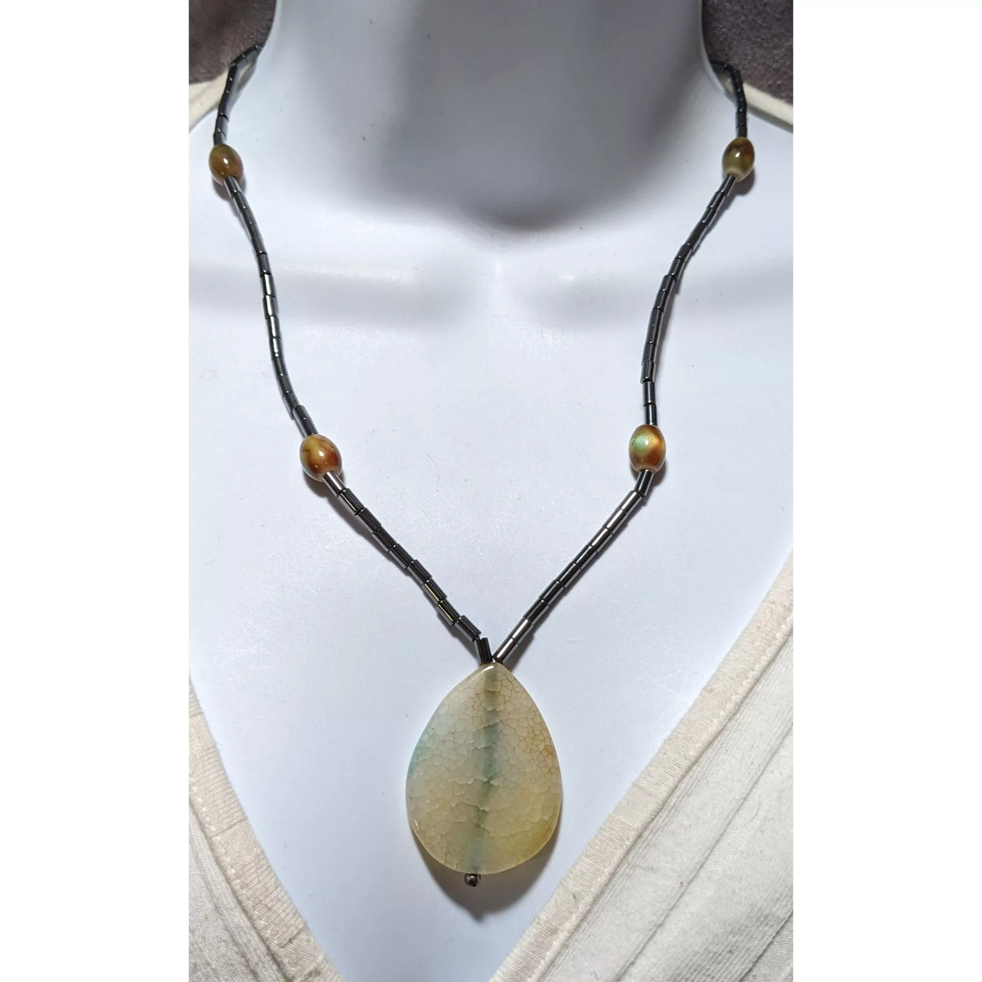 Other Necklaces Other Hematite Agate Teardrop Necklace Multi